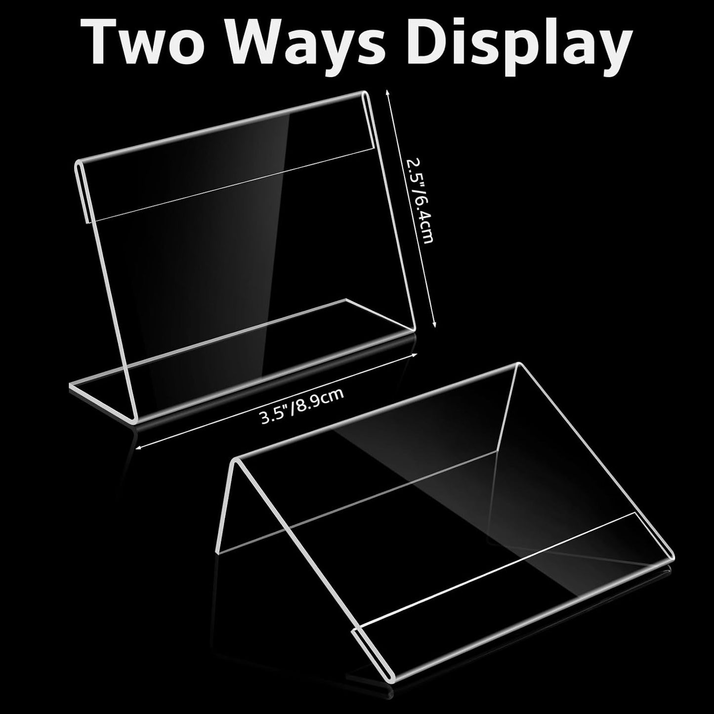 30 PCS Small Acrylic Sign Holder 3.5" x 2", Mini Acrylic Food Sign Labels for Party Buffet, Retail Price Display Holder, Clear Plastic Table Counter Top Stand for Place Cards, Name Card, Wedding Signs