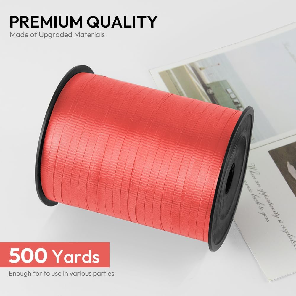 KMER LIFE White Crimped Curling Ribbon, 1/5" Wide x 500 Yards Christmas Curling Ribbons for Gift Wrapping, Party Decoration, Balloon String, Crafting, Balloon Ribbons for Florist Flower (1 Roll)