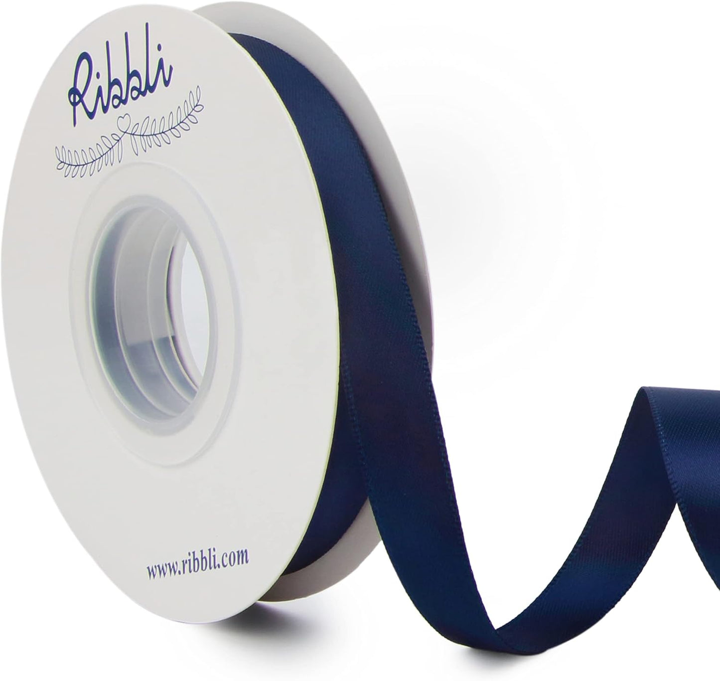 Ribbli Double Faced White Satin Ribbon,3/8” x Continuous 25 Yards,Fabric Ribbon use for Bows Bouquet,Gift Wrapping,Floral Arrangement