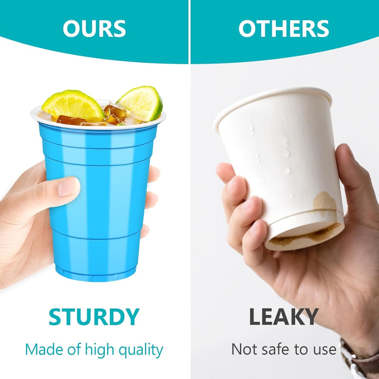 LANLISA 50 Gold Plastic Cups, 16 oz Disposable Cups, Drinking Cups For Birthday Party Supplies, Graduation, Thanksgiving Decorations, Harvest, Fall, New Years