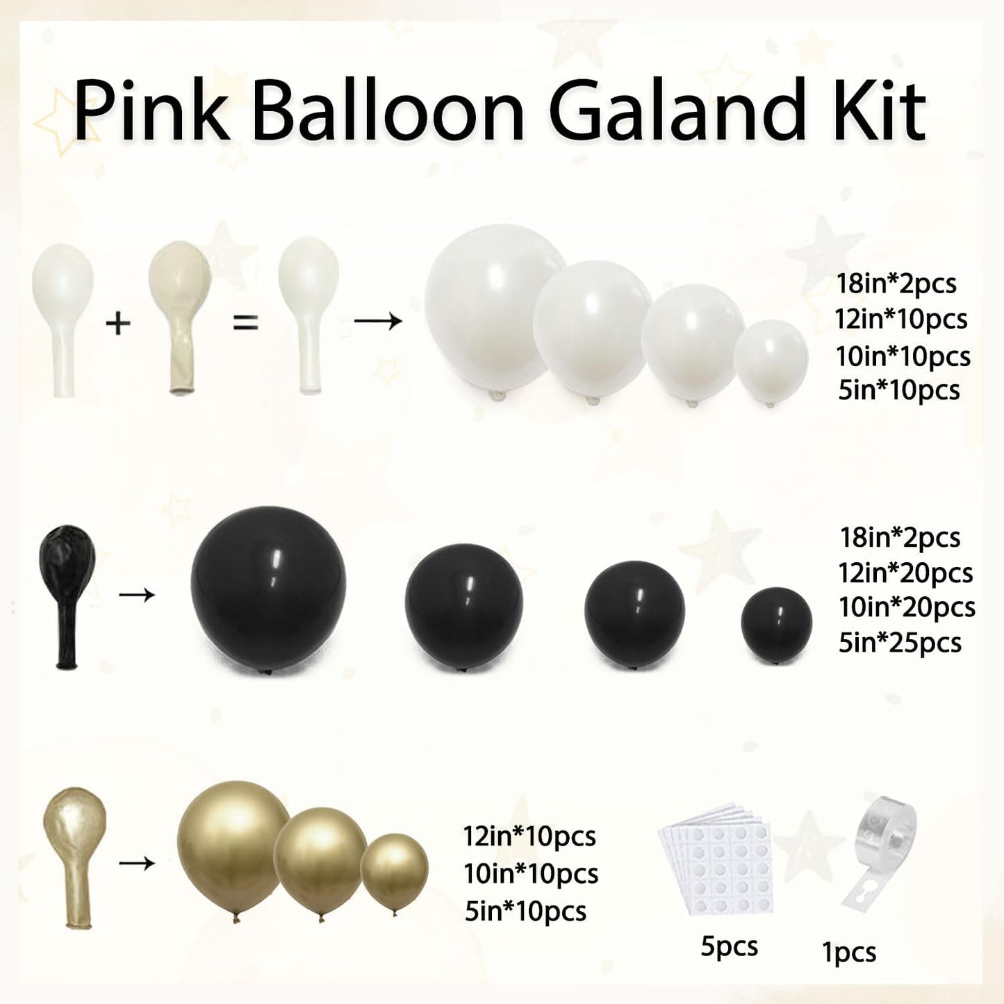 Rose Gold Balloon Garland Kit, Nude Pastel Pink Metallic Gold Matte White Balloons Gold and Rose Gold Confetti Balloons for Valentines Day Wedding Bridal Shower Party Girl Birthday Decorations