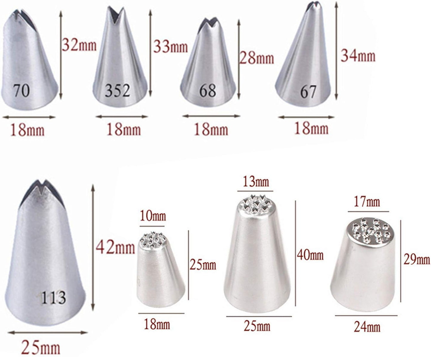 Piping Tips For Cake Decorating, Stainless Steel Icing Piping Nozzles For Pastry Fondant Decorating Tools (C)
