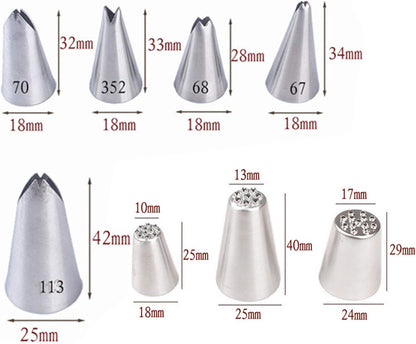 Piping Tips For Cake Decorating, Stainless Steel Icing Piping Nozzles For Pastry Fondant Decorating Tools (C)