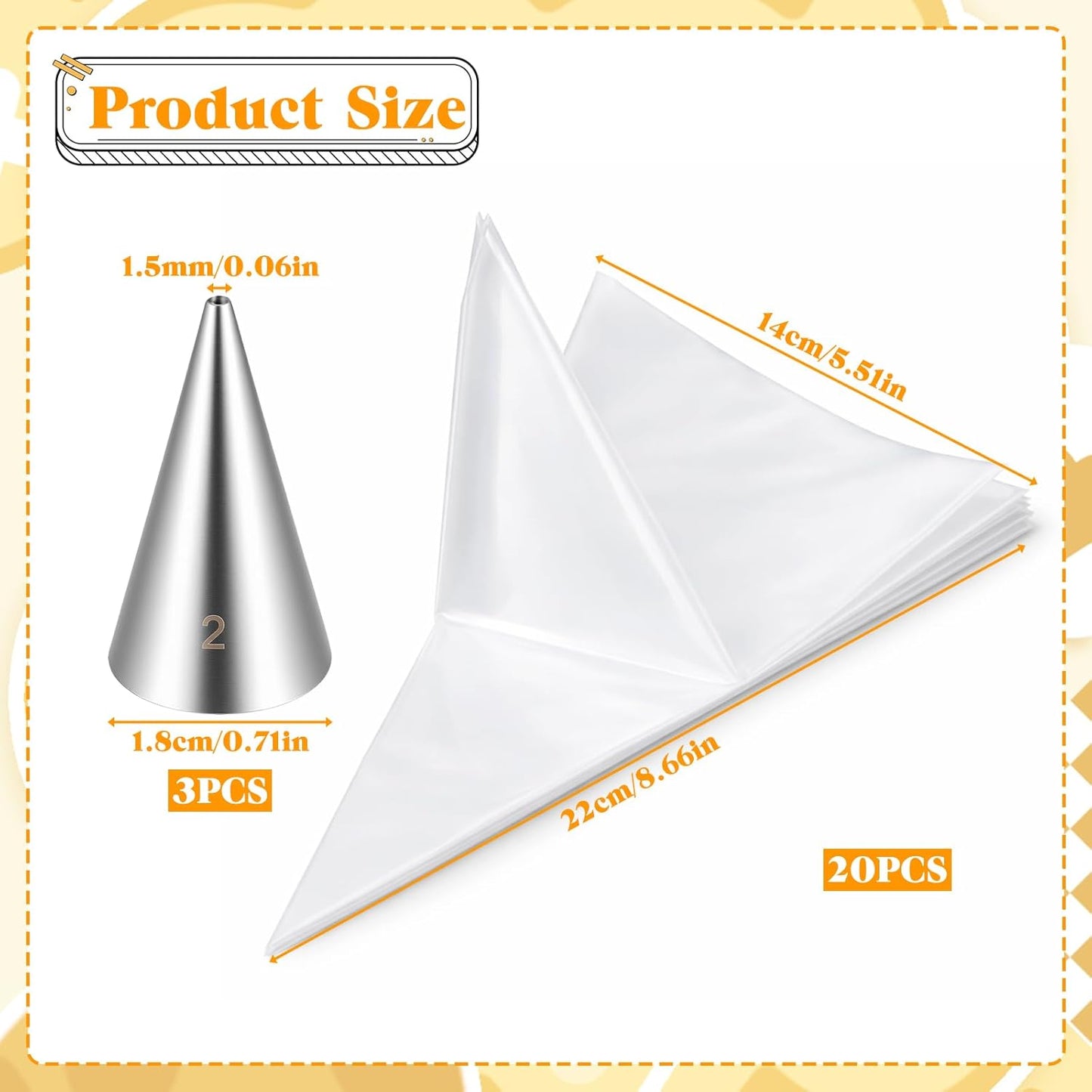 Piping Bags and Tips Set, 20 Disposable Pastry Bag 3 Piping Tips, Pastry Bags Cakes Decorating Supplies Kit Cookie Decorating Supplie Baking Supplies for Lettering, Outlines Detail Work