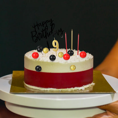 Yerliker 34 Pcs Happy Birthday Cake Toppers Decorations Birthday Candles DIY Cake Decor for Men Women Wedding Anniversary(Gold)