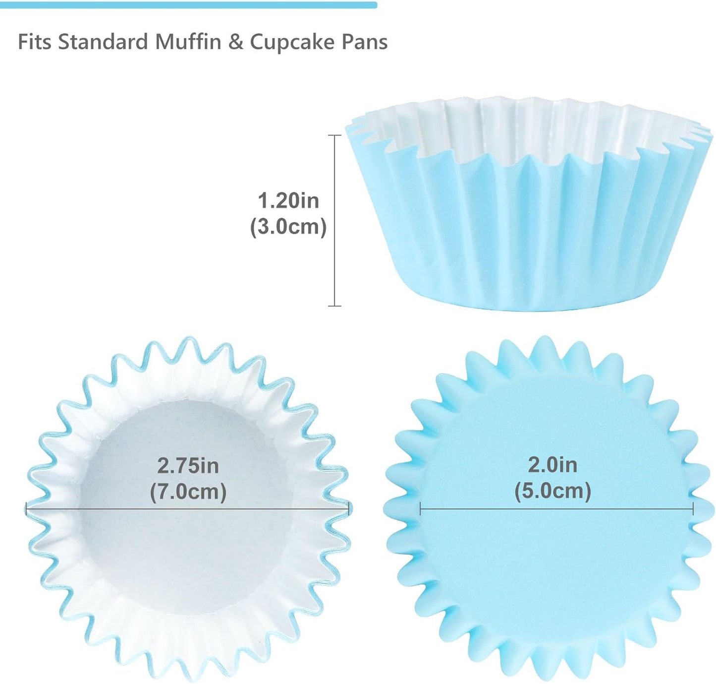 Caperci Heavy Duty Standard White Cupcake Liners 150 Counts - Grease-Resistant Paper Muffin Baking Cups, Odorless, No Muffin Pan Needed, Easily Peels (White)