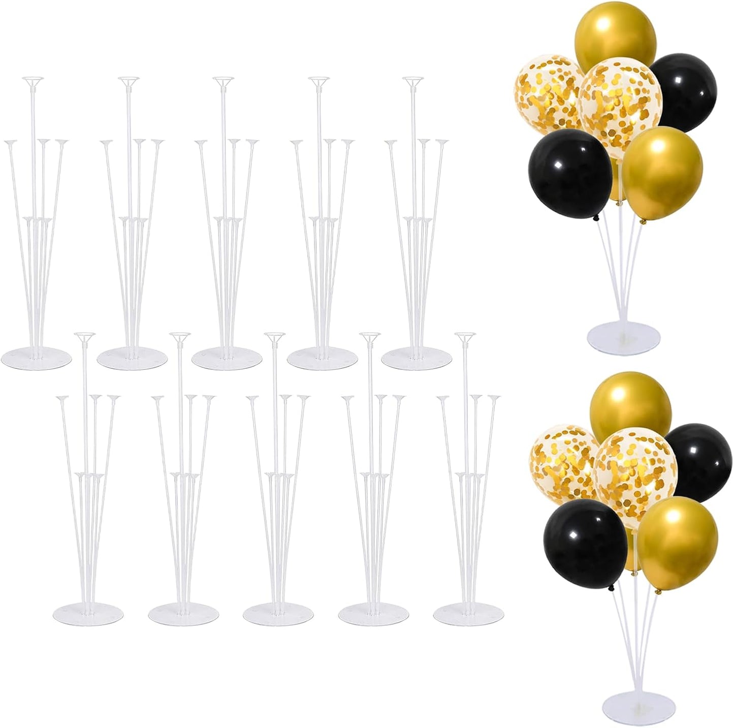 Balloon Stand Kit For Table - 10 Sets Balloon Sticks with Base For Birthday Graduation Party Decorations