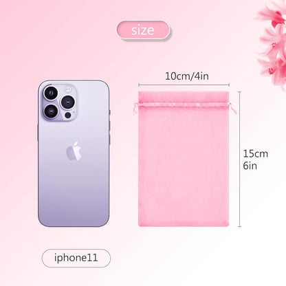 FUNFERY 100 Pcs White Organza Bags 3x4 in, Small Mesh Drawstring Gift Bags for Sachet, Jewelry, Wedding Favor, Candy Goodie Treat Bag,Easter Day