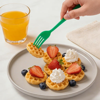 MOACOCK 200 Count Plastic Silverware, Heavy Weight Plastic Forks Spoons Disposable Utensils Cutlery Set for Wedding Party Supplies Everyday Use