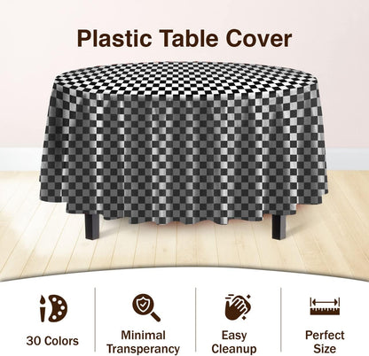 12-Pack Premium Plastic Tablecloth 54in. x 108in. Rectangle Table Cover - Dark Blue - Colors A