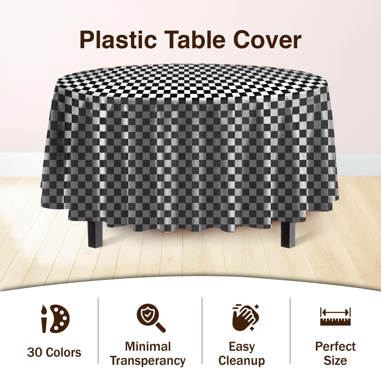 Exquisite Party Solids 6-Pack Premium Plastic Tablecloth 54in. x 108in. Rectangle Plastic Table Cover - Navy