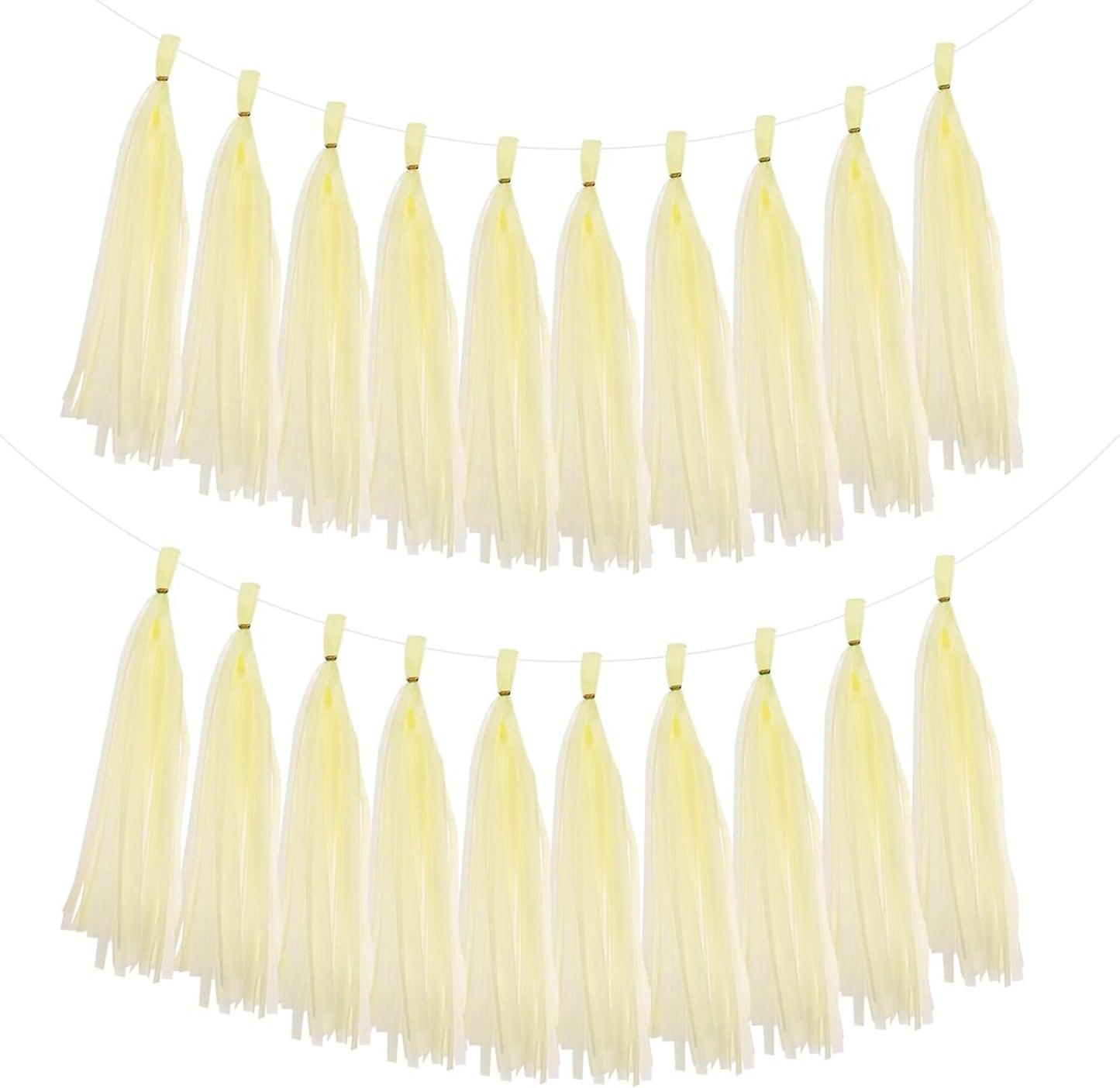 MECCANIXITY 20Pcs Tassel Garland Banner Tissue Paper for Streamers Party Decorations, Valentine's Day Birthday Decor for Women with Rope and Tie Wire (Pink, 14.6Inch)