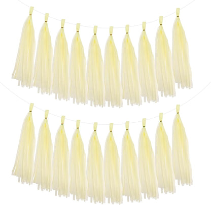 MECCANIXITY 20Pcs Tassel Garland Banner Tissue Paper for Streamers Party Decorations, Valentine's Day Birthday Decor for Women with Rope and Tie Wire (Pink, 14.6Inch)
