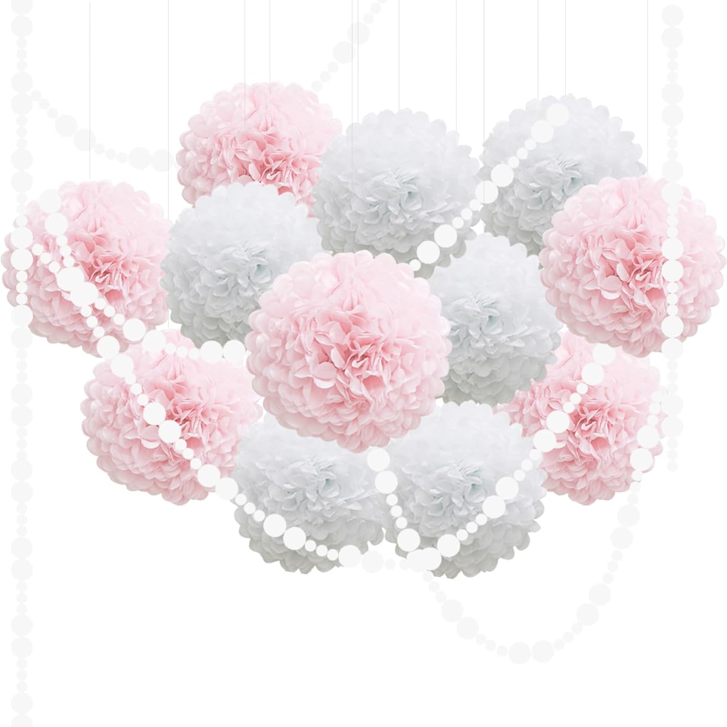 Pastel Tissue Paper Pom Poms Colorful Easter Macaron Kids Birthday Wedding Shower Tissue Flower Hanging Party Supplies(12pcs)