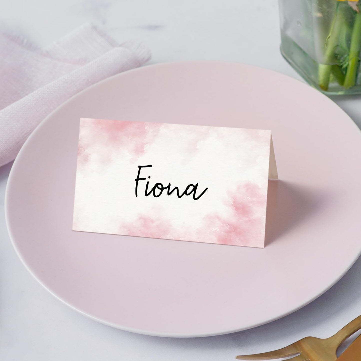 Gold Foil Border Place Cards, Set of 25 Tent Name Cards for Table Setting, Food Label for Wedding, Baby Shower, Birthday Dinner Party Supplies -010