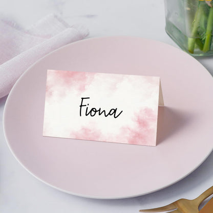 Gold Foil Border Place Cards, Set of 25 Tent Name Cards for Table Setting, Food Label for Wedding, Baby Shower, Birthday Dinner Party Supplies -010