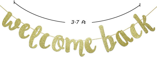 Welcome Back Gold Glitter Hanging Sign Banner - First Day of School, Classroom Decor, Back to School Party Decorations, Welcome Back Decorations