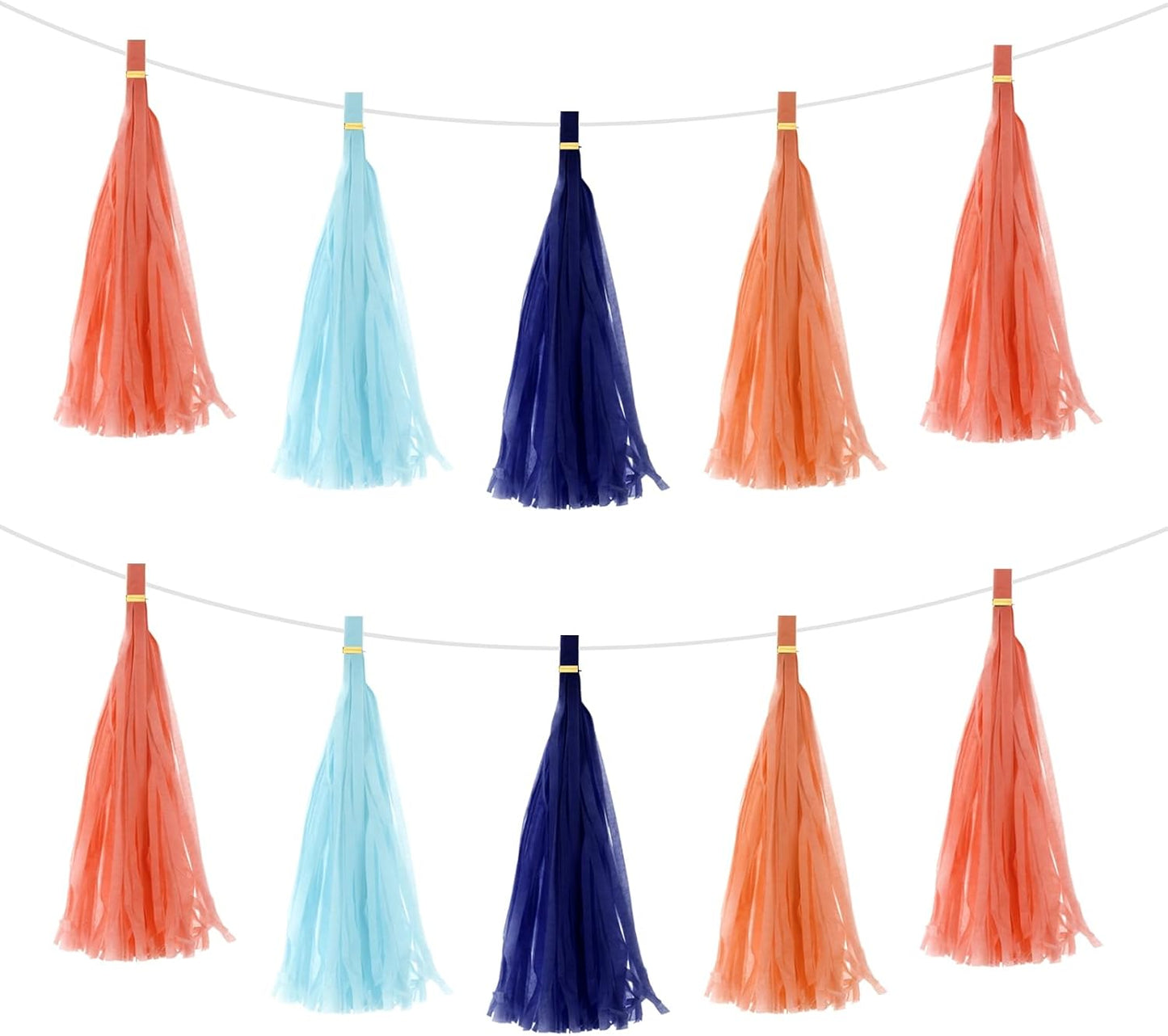 MECCANIXITY 20Pcs Light Blue Tassel Garland Banner with Rope Tissue Paper Tassels Party DIY Kits for Anniversary Wedding Birthday Party
