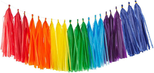 35Pcs Rainbow Tassel Garland Tissue Paper Tassel Banner Decoration for Wedding,Birthday, Group Activities and Games