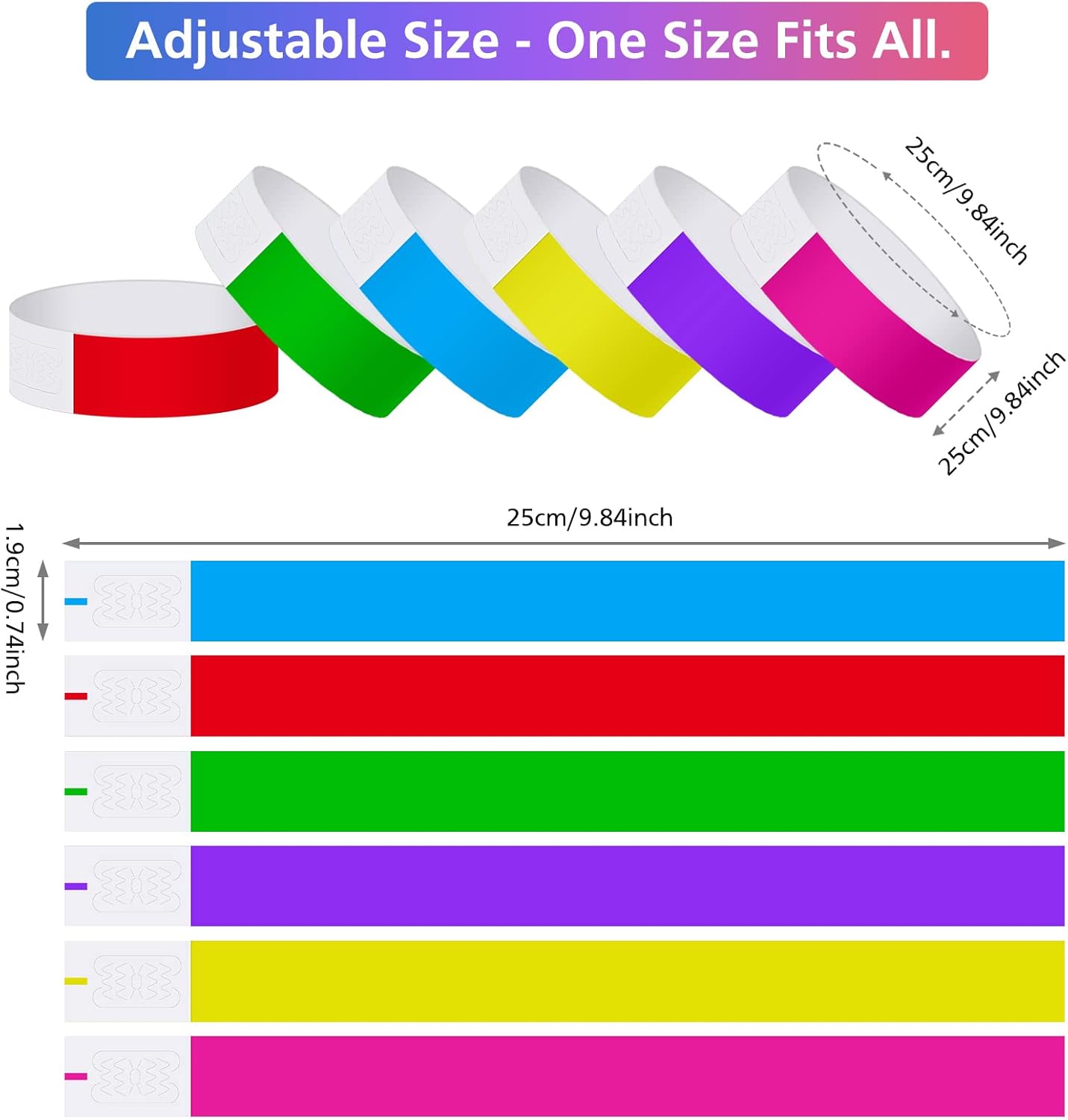MIAHART Paper Wristbands for Events - 300 Pcs Gold Waterproof Party Arm Bands for Lightweight Concert Use