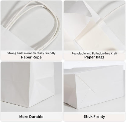 RACETOP 32 Pack Small Paper Gift Bags with Handles, 5.8"×3.2"×8.25" Kraft Paper Party Favor Bags Bulk for Kids Birthday, Baby Shower, Crafts, Wedding, Party Supplies (8 Colors)