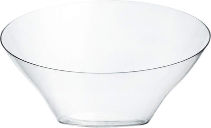 PLASTICPRO Disposable Angled Plastic Bowls Round Medium Serving Bowl, Elegant for Party's, Snack, or Salad Bowl, Clear Pack of 4