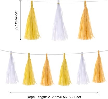 MECCANIXITY 15Pcs Light Blue Tassel Garland Banner with Rope Tissue Paper Tassels Party DIY Kits for Anniversary Wedding Birthday Party