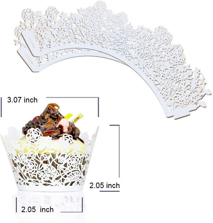 YOZATIA 60pcs Black Rose Lace Cupcake Wrappers Holders, Laser Cut Cupcake Liners Decorative Liners for Wedding Party Birthday Cake Decoration Supplies