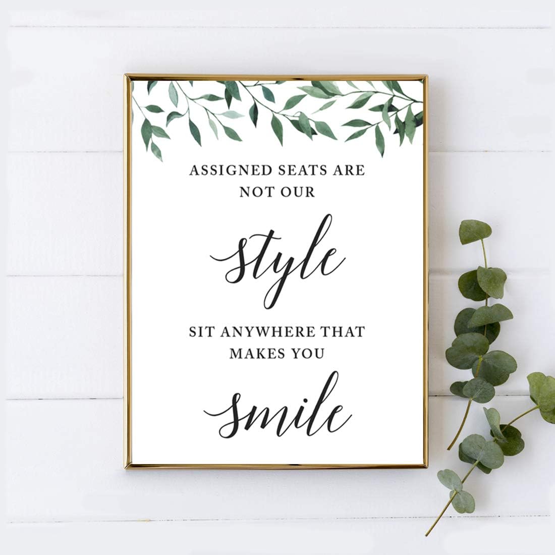 Andaz Press Wedding Party Signs, Natural Greenery Green Leaves, 8.5x11-inch, Bridal Shower Scavenger Hunt, 1-Pack - Colors B