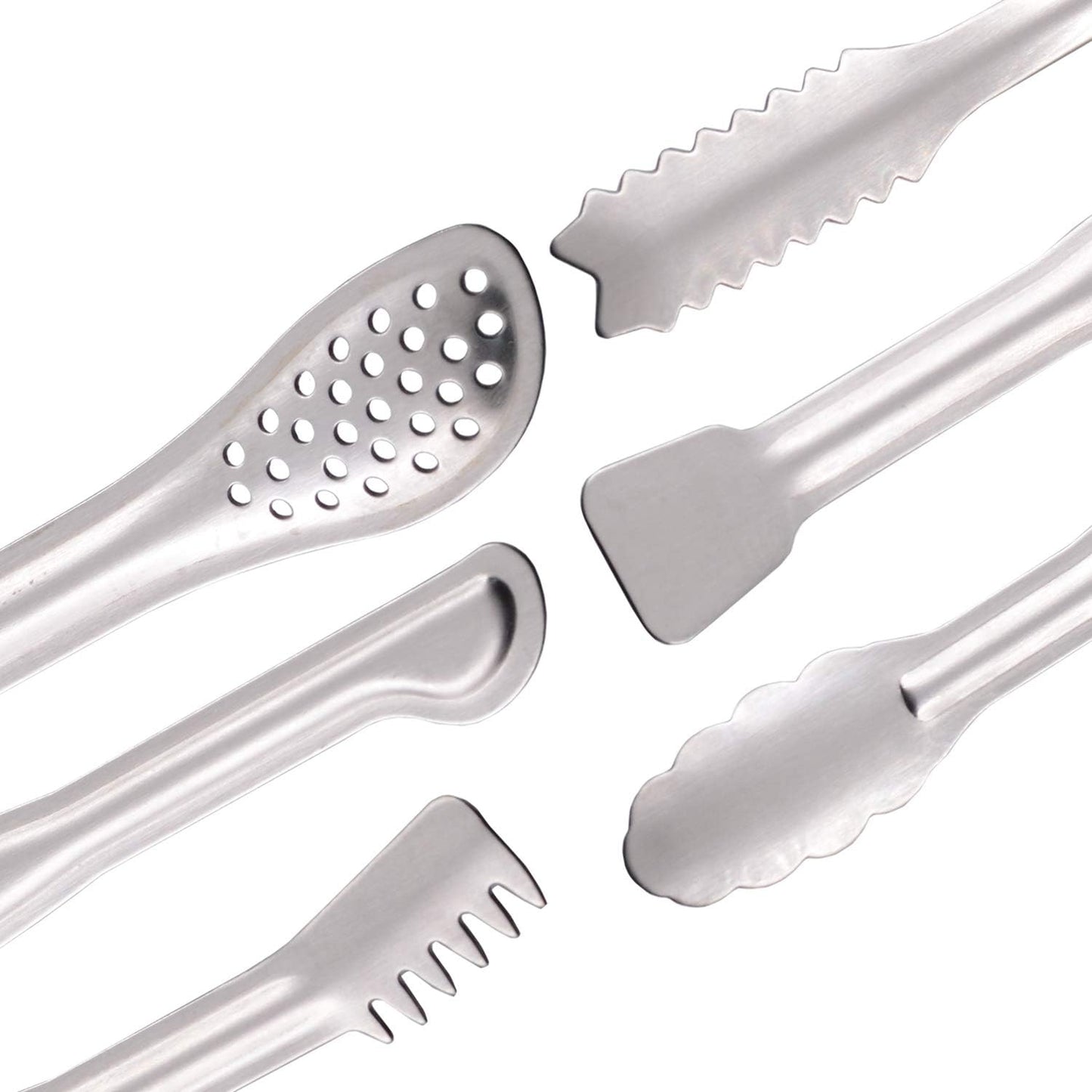 HINMAY Gold Plated Mini Serving Tongs Set 6-Inch Appetizers Tongs Stainless Steel Small Sugar Cube Tongs Ice Tongs, Set of 6