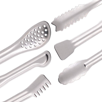 HINMAY Gold Plated Mini Serving Tongs Set 6-Inch Appetizers Tongs Stainless Steel Small Sugar Cube Tongs Ice Tongs, Set of 6