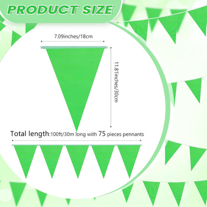 Hahafelt 100 Feet Pennant Banners Flags 75 Solid String Triangle Flags for Grand Opening, Carnival Theme Birthday Party Decoration Outdoor Events Classroom Decoration(Pink)