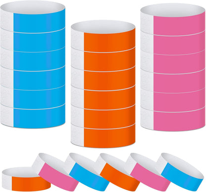 Tudomro 300 Pieces Paper Wristbands for Events Waterproof Neon Bracelets Concert Identification Wristbands Hand Bands Events Adhesive Bracelets for Party(Pink)