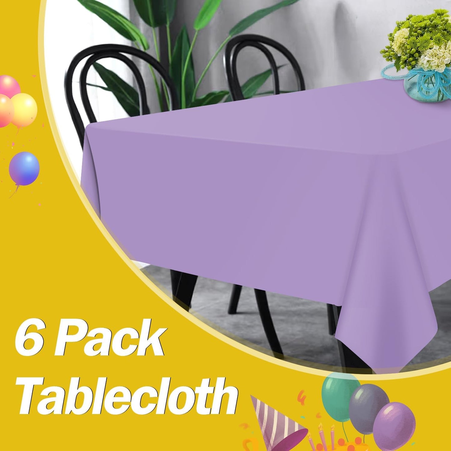tujol Royal Blue 6 Pack Plastic Table Cloth 54" x 108", Disposable Tablecloths Rectangle Table Cover, Plastic Tablecloths for Parties