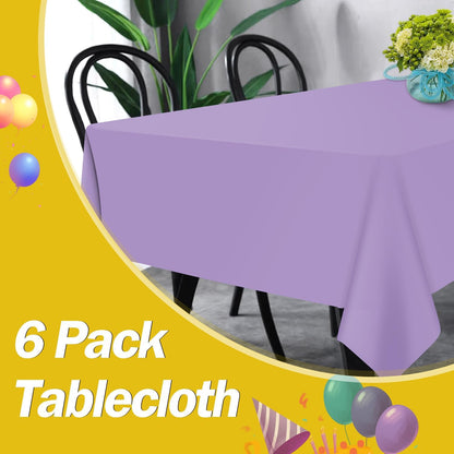tujol Royal Blue 6 Pack Plastic Table Cloth 54" x 108", Disposable Tablecloths Rectangle Table Cover, Plastic Tablecloths for Parties