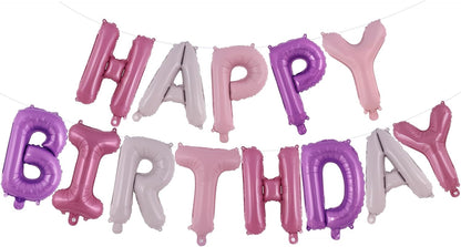 Happy Birthday Balloons Banner, Foil Balloon Personalized Name Letters Balloons Sign Birthday Party Decorations for Women Men Boys Girls Cream