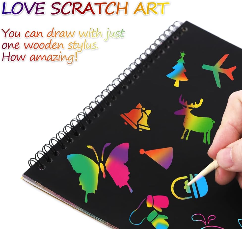 I&Art Scratch Art Books for Kids Scratch Art Paper Rainbow Scratch Art for Best Gifts