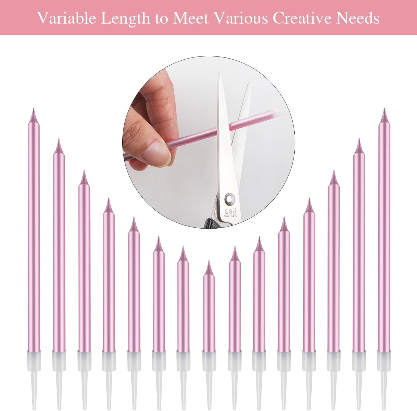 BEAN LIEVE 24-Count Birthday Candles - Long Thin Cake Candles Slow Burning Candles for Birthday, Wedding, Lucky Party Decoration (Champagne Gold)