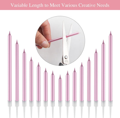 BEAN LIEVE 24-Count Birthday Candles - Long Thin Cake Candles Slow Burning Candles for Birthday, Wedding, Lucky Party Decoration (Champagne Gold)