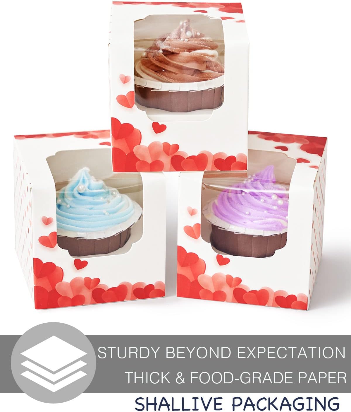 100 Pcs Kraft Brown Cupcake Boxes Individual Bulk Paper Cupcake Containers Single with Insert and Window, Pop up Cookie Boxes and Cocoa Bombs Boxes Packaging for Bakery Gift Giving