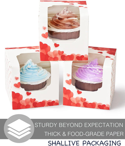 100 Pcs Kraft Brown Cupcake Boxes Individual Bulk Paper Cupcake Containers Single with Insert and Window, Pop up Cookie Boxes and Cocoa Bombs Boxes Packaging for Bakery Gift Giving