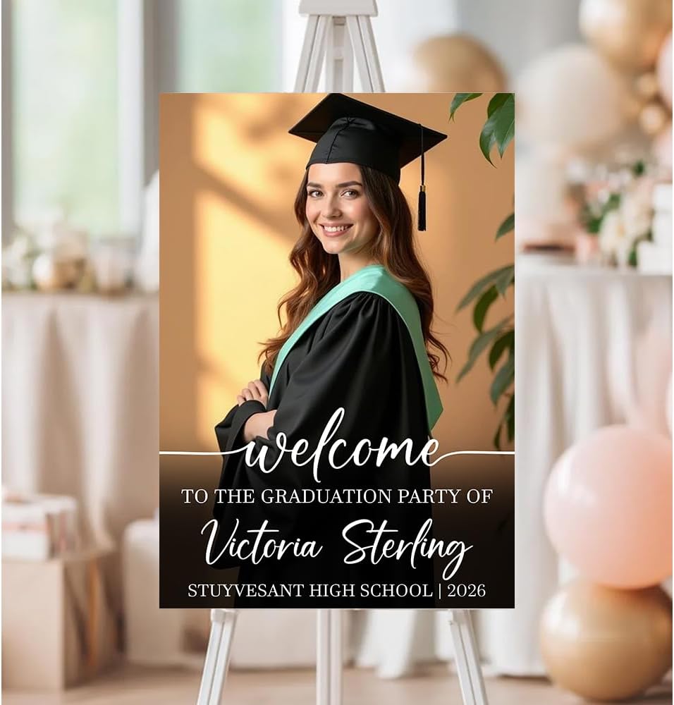 Graduation Party Welcome Sign, Custom Photo Grad Party Sign, Personalized High School & College University Grad Decoration #4