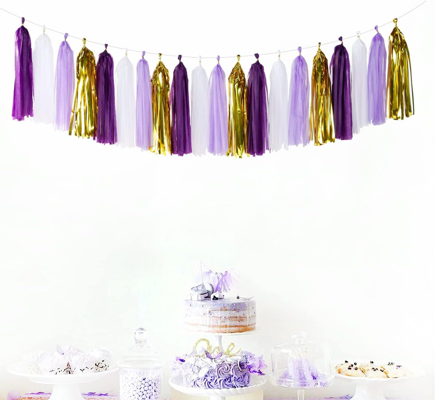 Navy-Blue White-Silver Tassel Garland Streamers - 15pcs Party Decorations Tissue Paper Tassels Banner,Graduation 2025 Wedding Baby Bridal Shower Hanging Decoration Boy Birthday Backdrop Decor Panduola