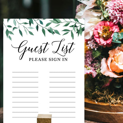 Andaz Press Wedding Party Signs, Natural Greenery Green Leaves, 8.5x11-inch, Bridal Shower Scavenger Hunt, 1-Pack - Colors B