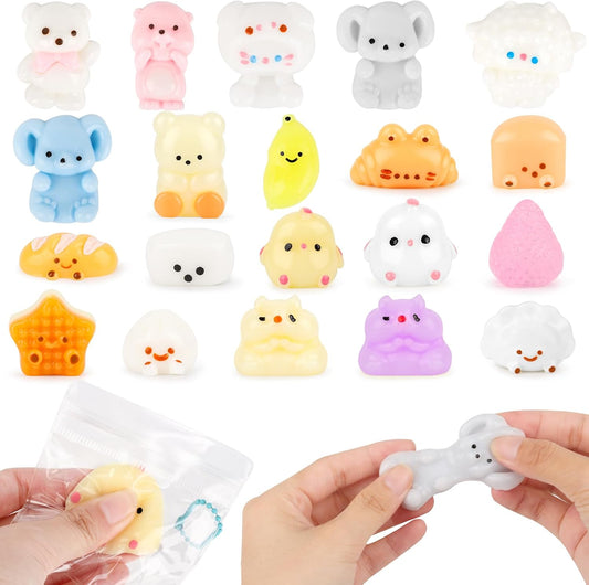 20 Pack Taba Squishy Toys Kit with Keychain Cute Mochi Squishies Sensory Fidget Stress Relief Squeeze Toys Birthday Party Favors for Kids Adults Classroom Prizes Gift Bag Pinata Fillers