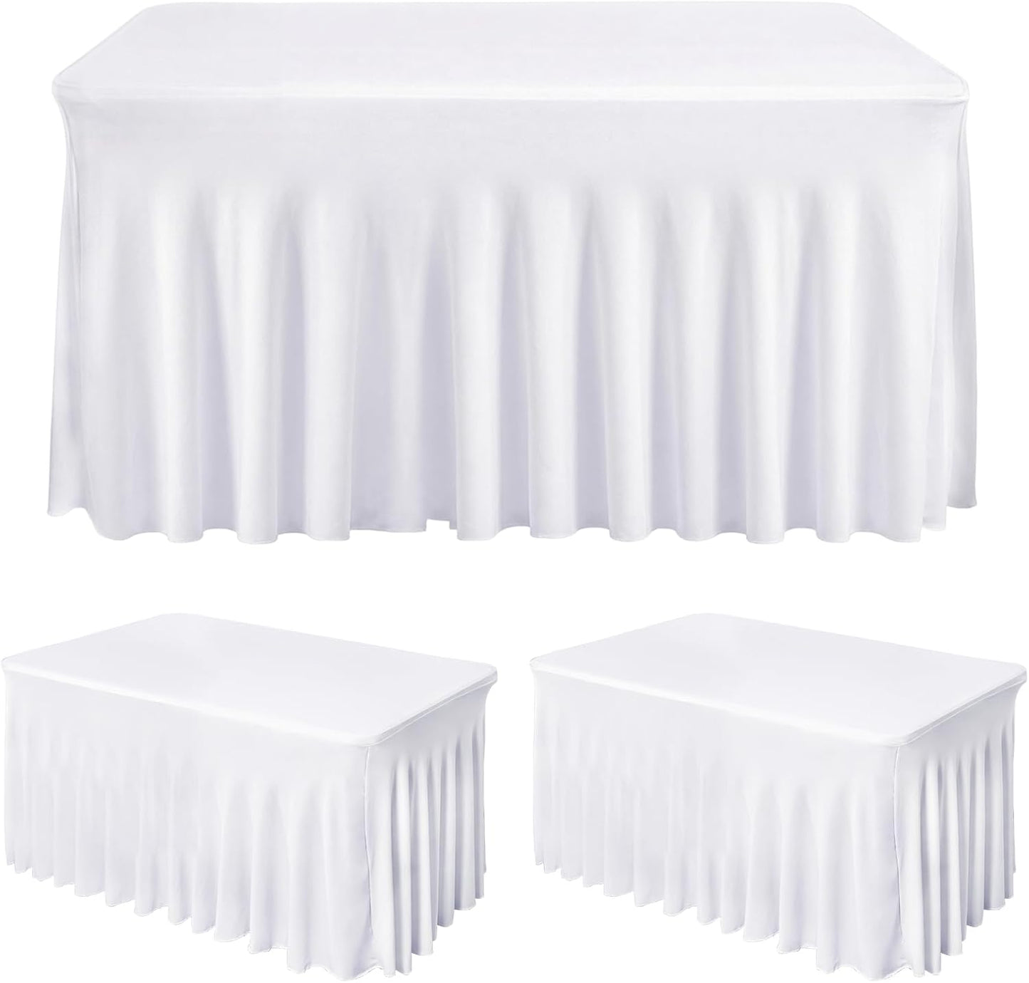 Fixwal Black Spandex Tablecloth for Rectangle Table 6ft, Table Skirt for Folding Table, Table Cover for Party, Show, Wedding and Birthday