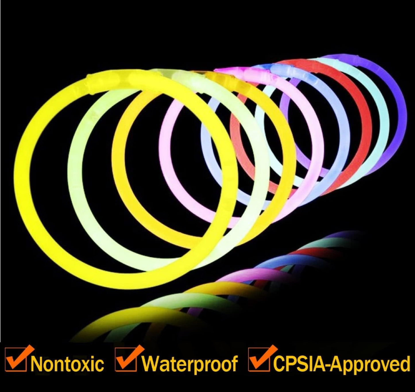 300 PCS Glow Sticks Bulk Glow Bracelet and Necklaces with 150PCS Connectors 8" Glowsticks Light Up Neon Party Favors for July 4th Halloween Wedding Birthday Hawii Carnival(RedBlueWhite)