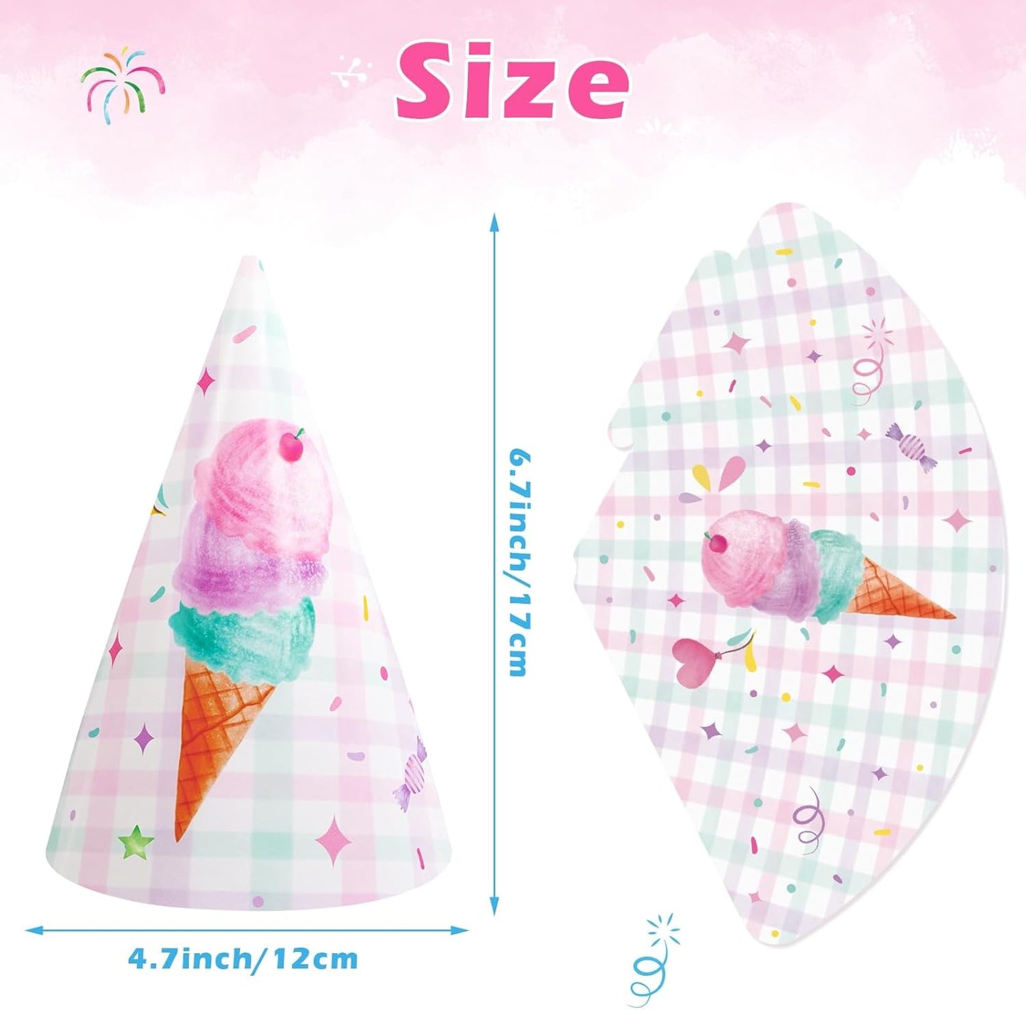 WERNNSAI Birthday Party Hats - 12 Pcs Birthday Party Supplies Cone Hat Headbands Colorful Paper Party Hats for Kids