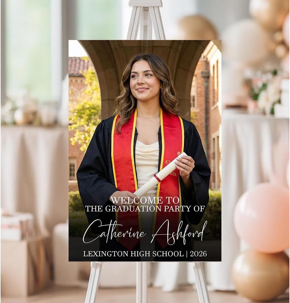 Graduation Party Welcome Sign, Custom Photo Grad Party Sign, Personalized High School & College University Grad Decoration #4