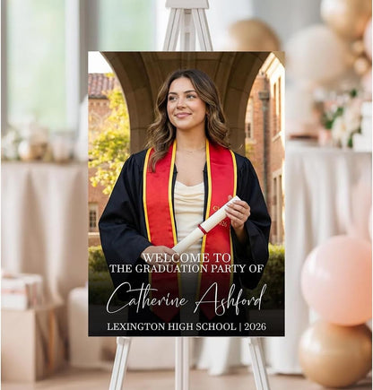 Graduation Party Welcome Sign, Custom Photo Grad Party Sign, Personalized High School & College University Grad Decoration #4